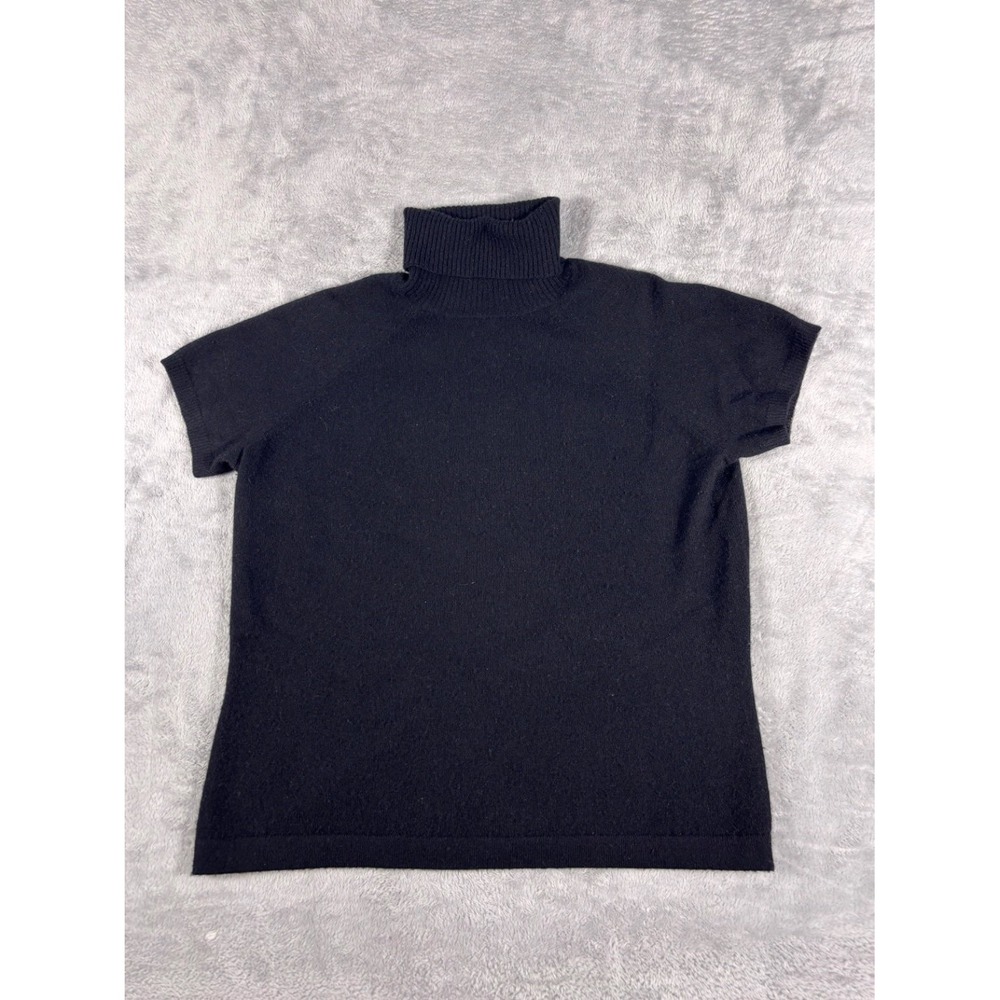 Lord & Taylor Cashmere Sweater Womens L Black Short Sleeve Turtleneck Top